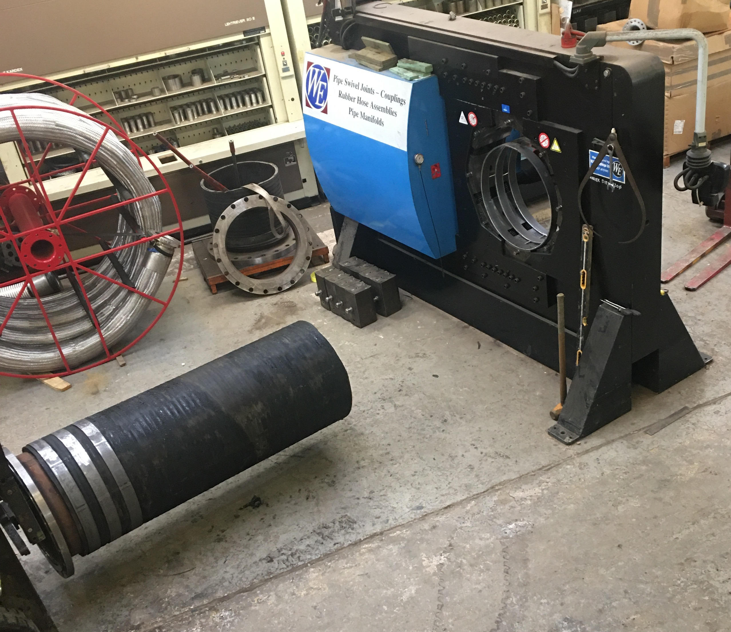 This is a image of a 24 inch pipe being loaded into one of machines